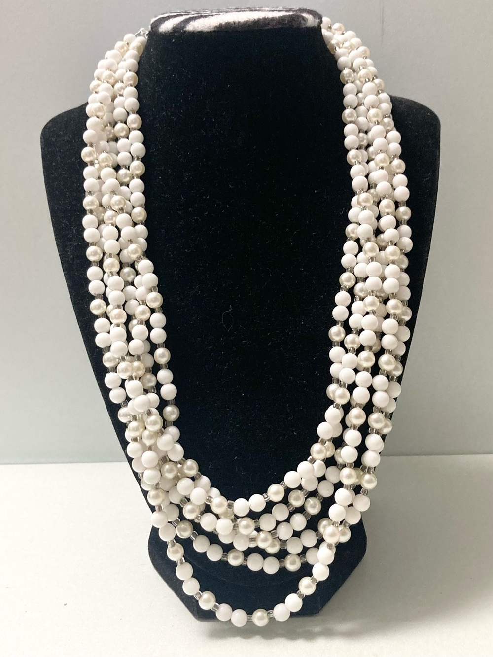 Hong Kong vintage Elegant Multi-Strand faux pearl White Beaded preloved Necklace